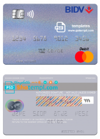 editable template, Vietnam BIDV mastercard credit card template in PSD format