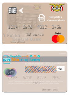 editable template, Yemen Central Bank of Yemen mastercard card template in PSD format