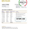 editable template, Antigua and Barbuda Global Bank of Commerce bank statement template in Excel and PDF format