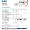editable template, Belgium KBC bank statement template in Excel and PDF format
