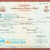 editable template, USA certification of report of birth Washington certificate template in PSD format, fully editable