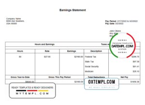 # look out pay stub template in Word and PDF format