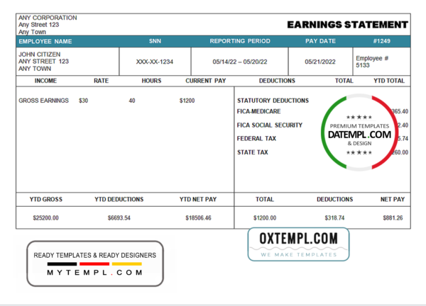 editable template, # local mind pay stub template in Word and PDF format