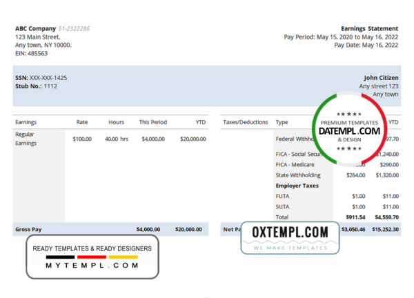 editable template, # save more pay stub template in Word and PDF format