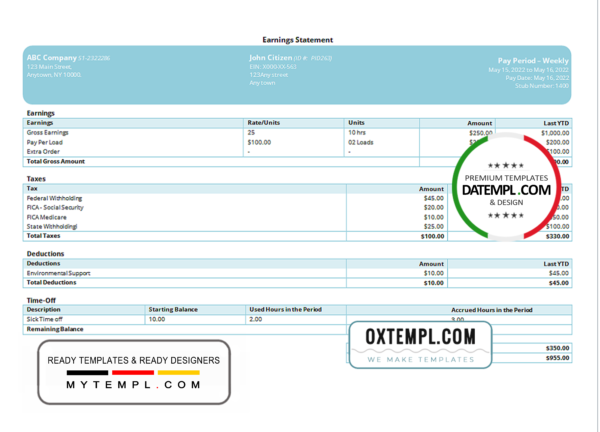editable template, # nice lawn pay stub template in Word and PDF format