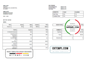 # happy talk pay stub template in Word and PDF format