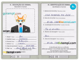 FREE editable template, Angola dog (animal, pet) passport PSD template, fully editable