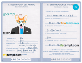 FREE editable template, Argentina dog (animal, pet) passport PSD template, fully editable