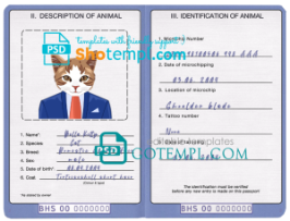 FREE editable template, Bahamas cat (animal, pet) passport PSD template, fully editable