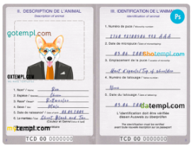 FREE editable template, Chad dog (animal, pet) passport PSD template, completely editable