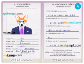 FREE editable template, Czech Republic dog (animal, pet) passport PSD template, completely editable