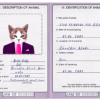 FREE editable template, Jamaica cat (animal, pet) passport PSD template, completely editable