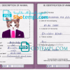 FREE editable template, Malawi cat (animal, pet) passport PSD template, completely editable