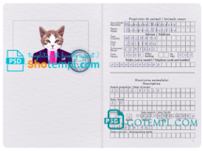 FREE editable template, Moldova cat (animal, pet) passport PSD template, fully editable