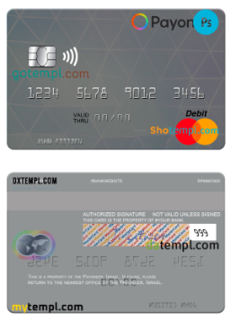 editable template, USA Payoneer mastercard credit card PSD template