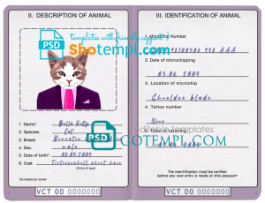 FREE editable template, Saint Vincent and the Grenadines cat (animal, pet) passport PSD template, fully editable