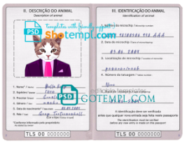 FREE editable template, Timor-Leste cat (animal, pet) passport PSD template, fully editable