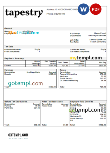 editable template, USA apparel company employee sheet template in Word and PDF format