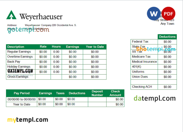 editable template, USA forest and paper company employee sheet template in Word and PDF format