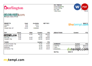 USA retail group company employee sheet template in Word and PDF format