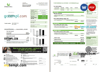 editable template, Australia Urban Utilities .doc and .pdf utility bill template