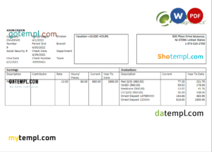 editable template, USA diagnostic company employee sheet template in Word and PDF format