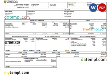 editable template, USA educational company employee sheet template in Word and PDF format