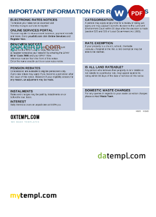 editable template, # compact circle universal multipurpose utility bill, Word and PDF template, 2 pages