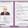 FREE editable template, Malawi dog (animal, pet) passport PSD template, completely editable