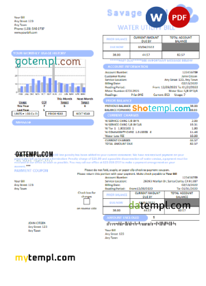 editable template, # savage soul universal multipurpose utility bill, Word and PDF template