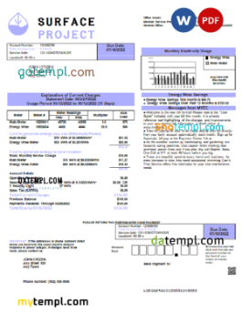 editable template, # surface project universal multipurpose utility bill, Word and PDF template