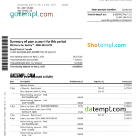 editable template, Canada Royal Bank of Canada (RBC) bank statement, Word and PDF template, 4 pages, version 2