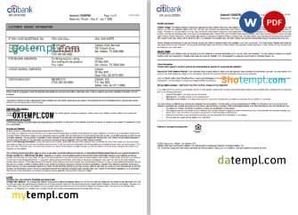 editable template, USA Citibank bank statement, Word and PDF template, 6 pages - Image 2