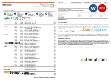 editable template, USA Discover bank statement, Word and PDF template, 5 pages - Image 2