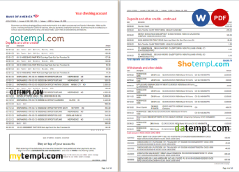 editable template, USA Bank of America bank statement, Word and PDF template, 10 pages - Image 2