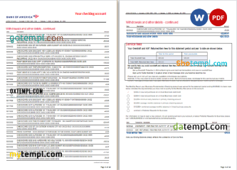 editable template, USA Bank of America bank statement, Word and PDF template, 10 pages - Image 3