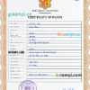 editable template, Andorra death certificate PSD template, completely editable