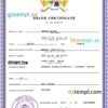 editable template, Benin vital record death certificate PSD template, fully editable