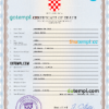 editable template, Croatia death certificate PSD template, completely editable