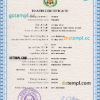 editable template, Djibouti death certificate PSD template, completely editable