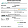 editable template, Germany death certificate Word and PDF template, completely editable