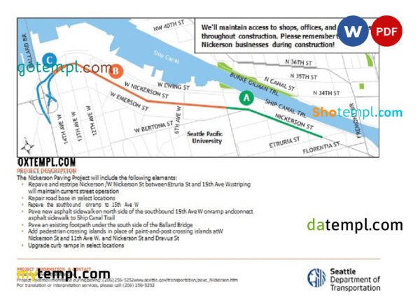 editable template, USA Washington Seattle Construction Notice, Word and PDF template, 2 pages - Image 2