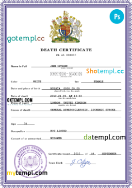 editable template, # certificate expert vital record death certificate universal PSD template
