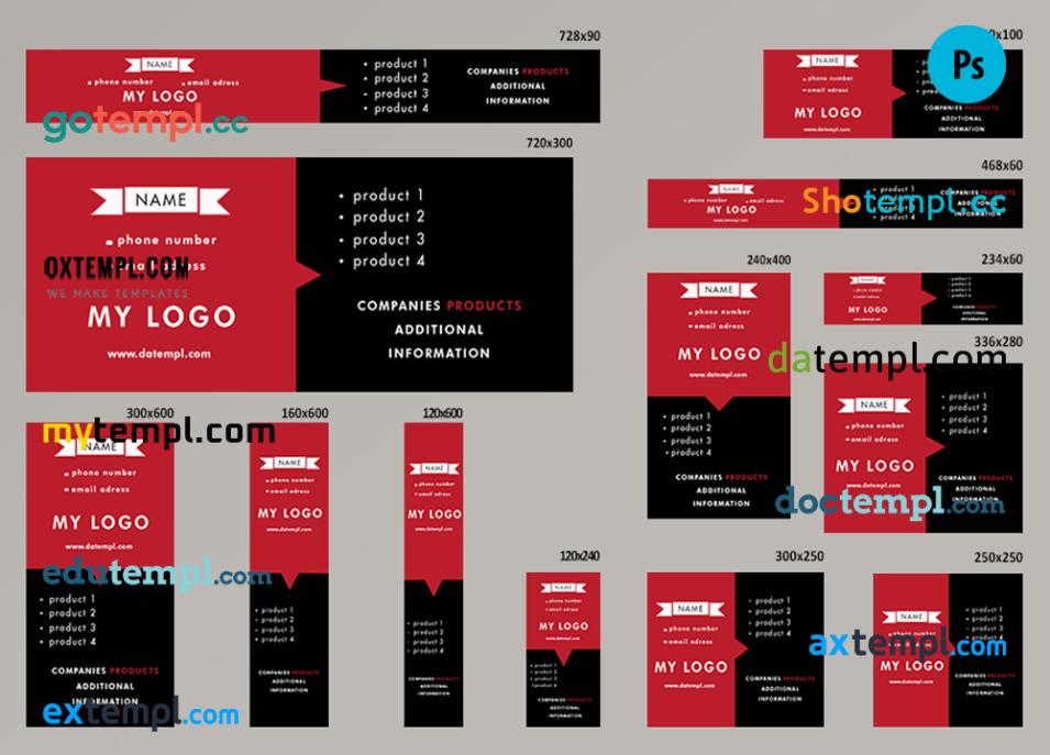 FREE editable template, # classichish editable banner template set of 13 PSD