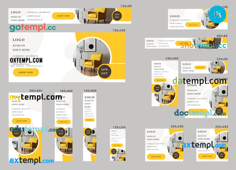 FREE editable template, # glorious decor editable banner template set of 13 PSD