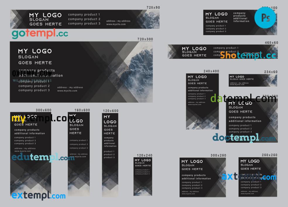 FREE editable template, # graphic metric editable banner template set of 13 PSD