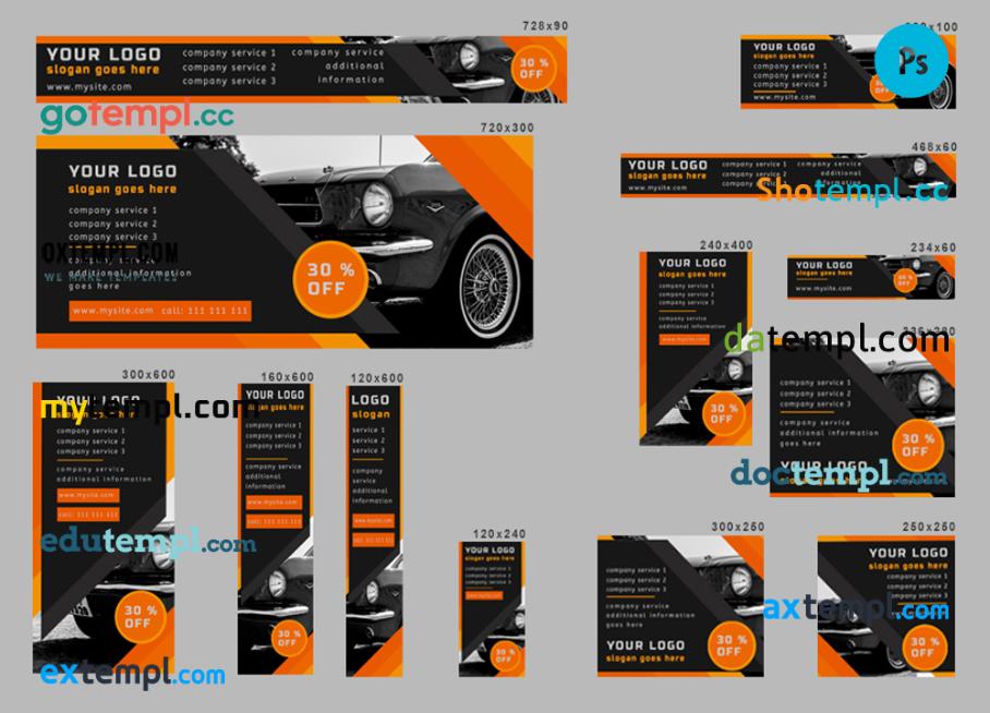 FREE editable template, # motor horizon editable banner template set of 13 PSD