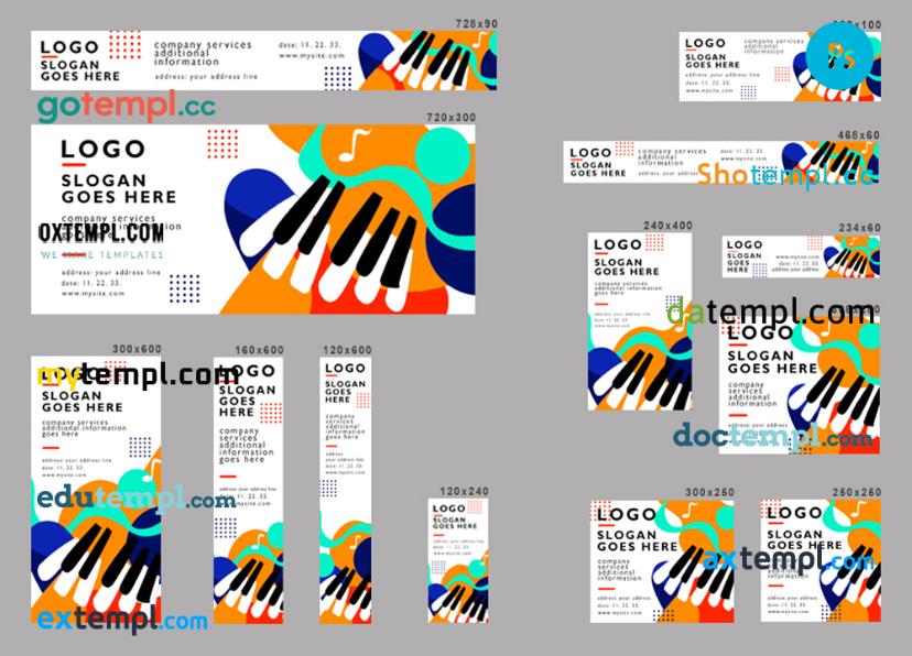 FREE editable template, # musicology editable banner template set of 13 PSD