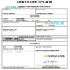 editable template, Dominica vital record death certificate Word and PDF template