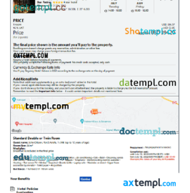 editable template, Palestine hotel booking confirmation Word and PDF template, 2 pages